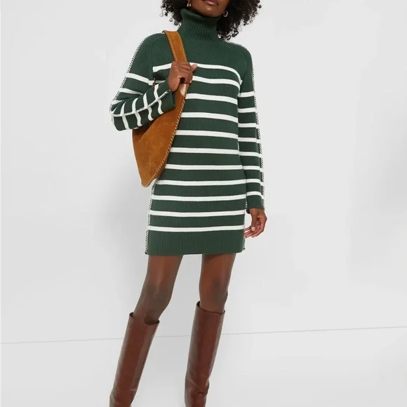 Tuckernuck | Sweaters | Nwt Hyacinth House Pine Green Striped Emsley Mini Sweater  Dress L Chunky | Poshmark